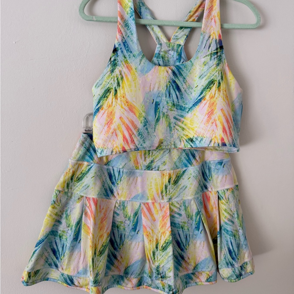 2 Piece Athletic Tennis Skort & Top Set Womens L/XL Rainbow Workout Wear EUC - Picture 14 of 14